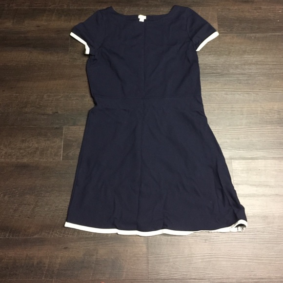 Jcrew blue dress with white trim