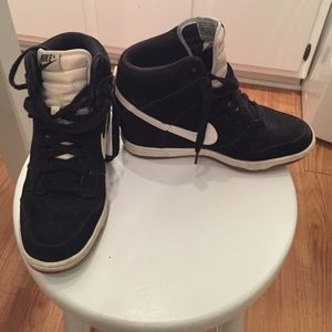 Nike Suede Sneaker Wedges Black