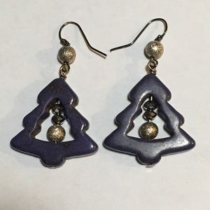 Purple/blue Magnesite Christmas 🎄 Tree Earrings