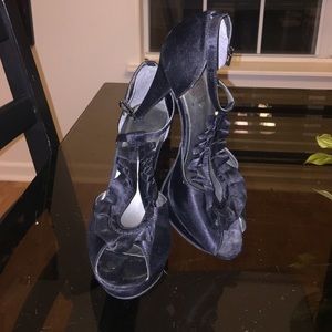 Guess Black Satin Strap Detail Heels 7.5