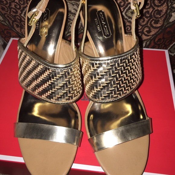 Coach Gold Heel Sandal - Picture 2 of 4