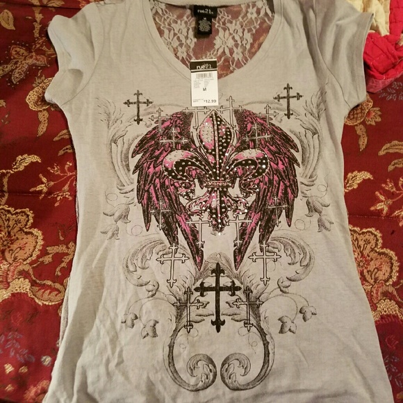 Ruefully 21 bling and lace top