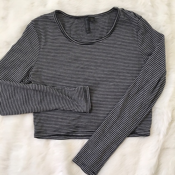 FULL TILT GIRLS LONG SLEEVE STRIPED CROP TOP - Picture 2 of 3