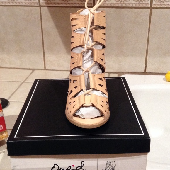 Blush pink lace up bootie