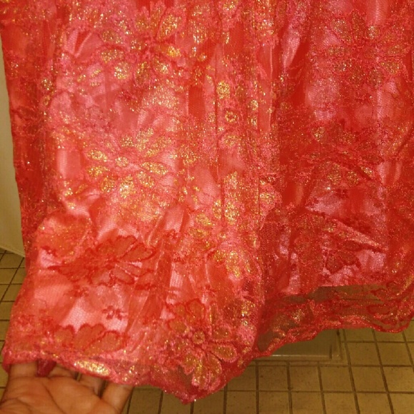 Long Beautiful Coral Prom Dress - Picture 2 of 4