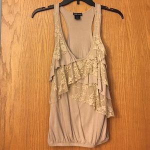 Light brown ruffle tank