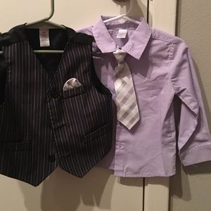 Vest and dress shirt set. Purple and black.