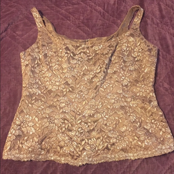 Never Worn Classic Lace Tank Style Top GoldenBeige