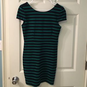Forever 21 Navy blue and green stripe dress