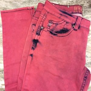Red Faded Skinny Jeans