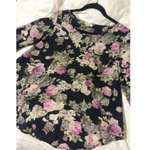 3 for $20: Navy floral blouse with surplice hem