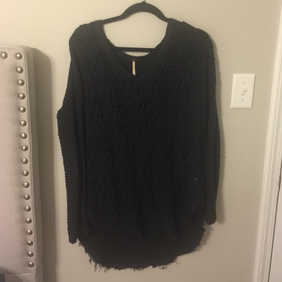 Navy free people v neck sweater