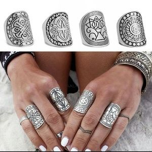 Boho Silver Midi Rings