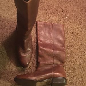 Calf high brown boots