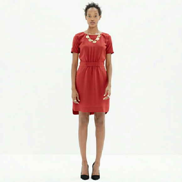 NWT Madewell Clinch Waist Silk Dress Hi Lo Hem