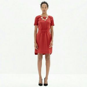 NWT Madewell Clinch Waist Silk Dress Hi Lo Hem
