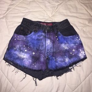 Galaxy Black High Waisted Shorts