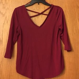 Red 3/4 Sleeve top with cutout in back