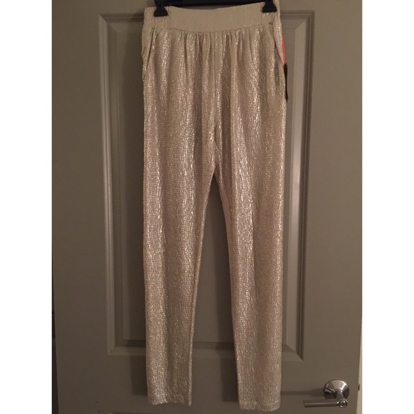 Knot Sisters Metallic Gold Pants Size M