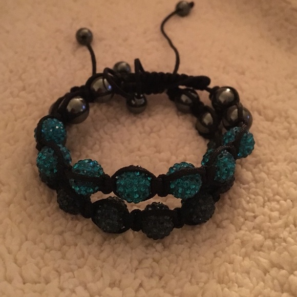 Turquoise and navy shamballa bracelet - Picture 1 of 3