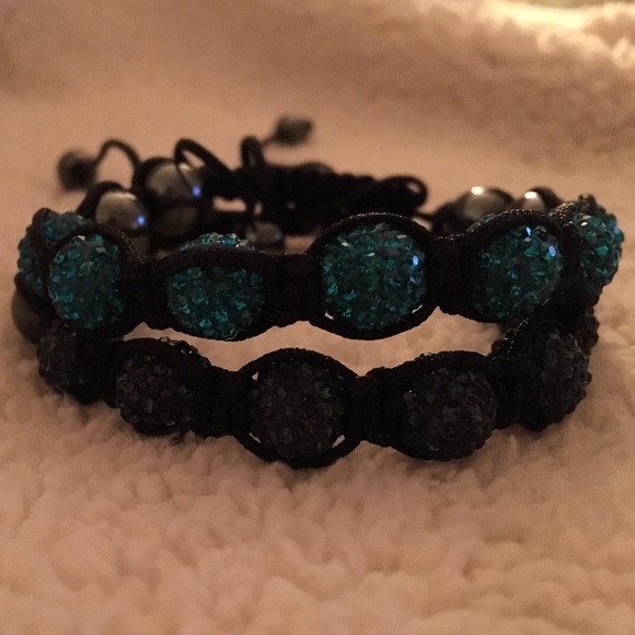 Turquoise and navy shamballa bracelet - Picture 2 of 3