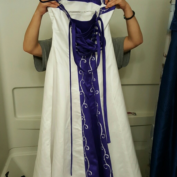 White & Purple Wedding Dress - Picture 3 of 4