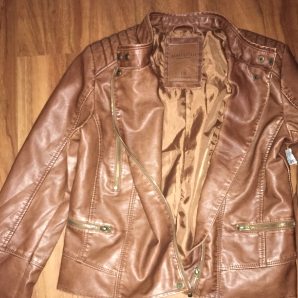 A faux brown leather jacket