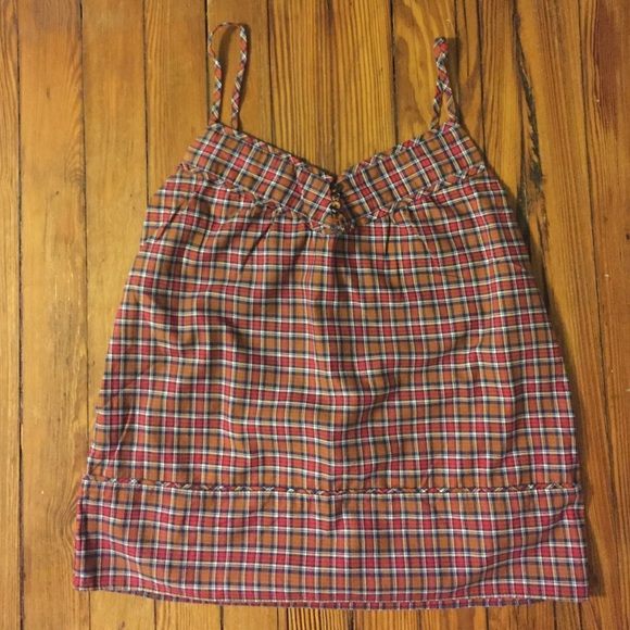 Jcrew plaid spaghetti strap shirt, 0