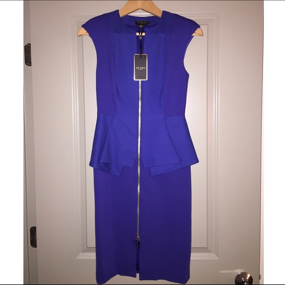 Ted Baker Jamthun Peplum Dress. Blue Size 1, nwt