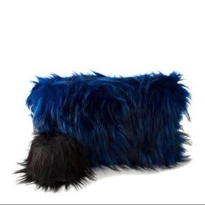 Pom Pom Faux Fur Clutch Bag