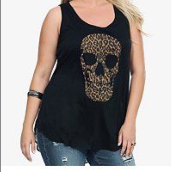 Torrid Leopard Skull Tank with Chiffon Back
