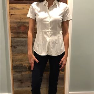 Theory Cotton/spandex white blouse