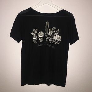 NWOT Black Cactus Embroidery Tee