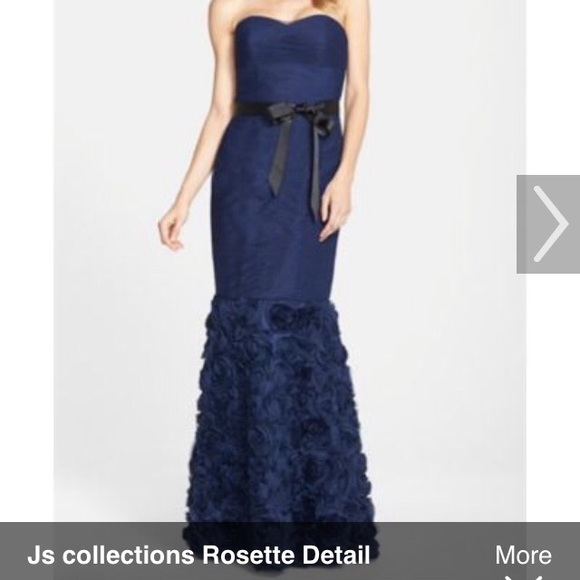 JS Collection rosette gown in navy blue