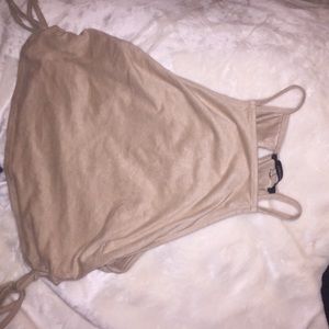 crop lace up tank top