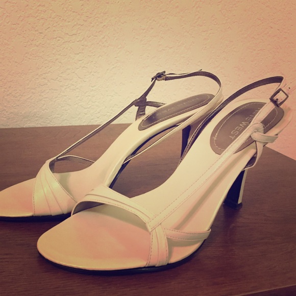Ivory Nine West open toe sling back heels