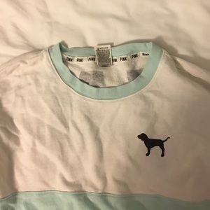 turquoise and white PINK shirt