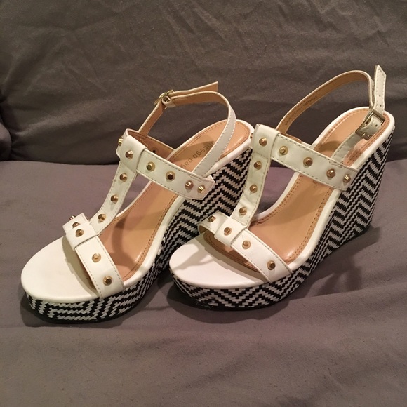 White wedge sandals