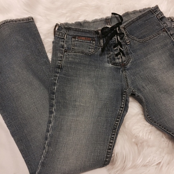 Lace up low rise jeans Clearance