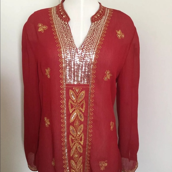 Red tunic Small with sequin
