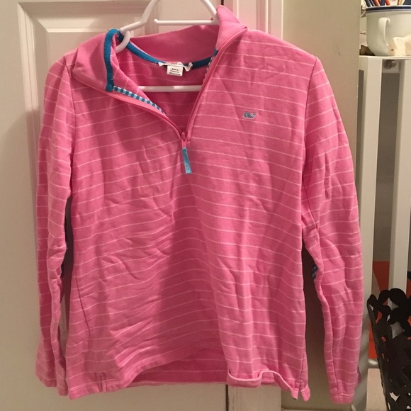 vineyard vines pink quarter zip with elbow patch