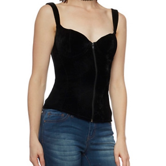 Black Velvet Corset Bustier Top