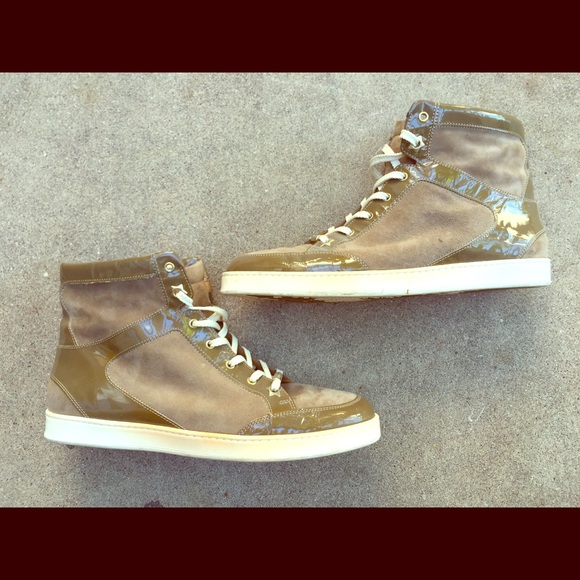 Jimmy Choo Suede & Patent High Top Sneaker Sz 39