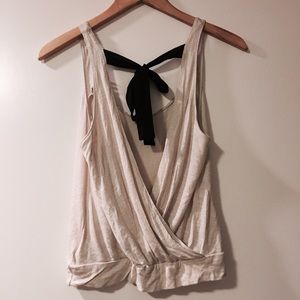 Urban Outfitters Quiet Luxury Tie Back Cut Out Detail Top