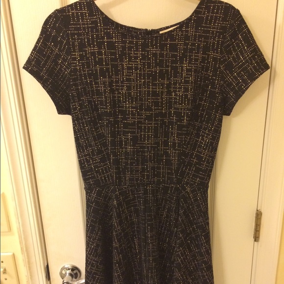 Black and Gold Fit and Flare Dress