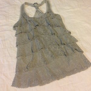 Gray lace layered shirt