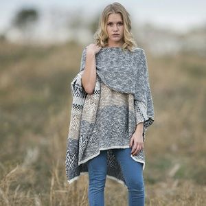 Sold Out Navy Mix Sweater Poncho
