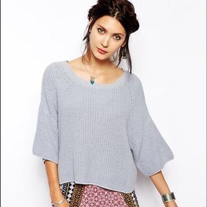 Free People Cropped Rib Print Sweater
