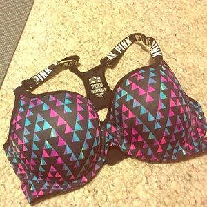 Pink sports push up bra