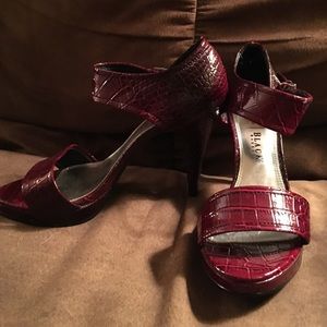 WHBM red heeled sandals. 8-1/2